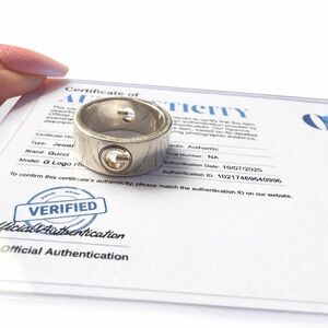 Gucci • Sterling Silver G Logo Wide Band Ring, AG925 Authentic, Unisex, Size 6